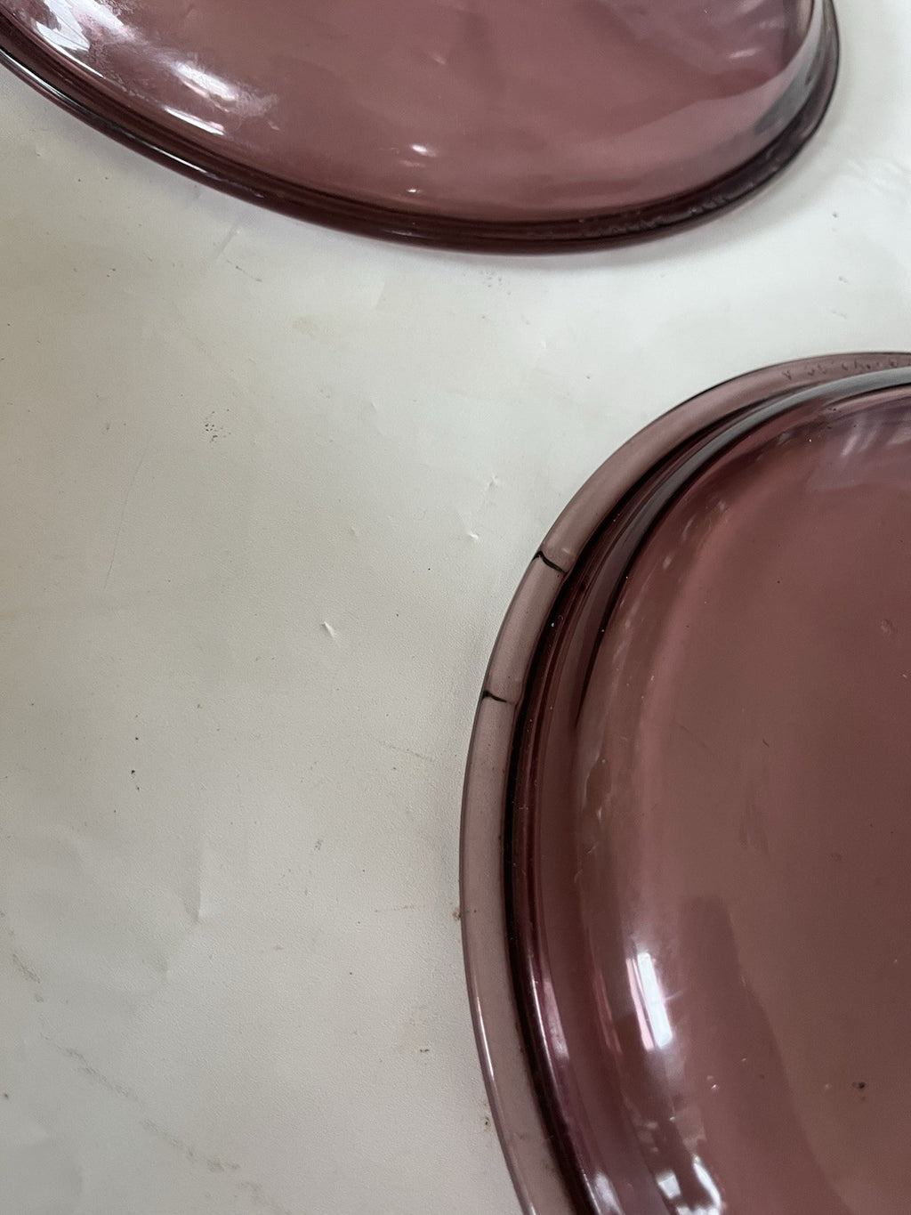 Vintage PYREX Purple Visionware Round 2 Qt Casseroles W/ Kids