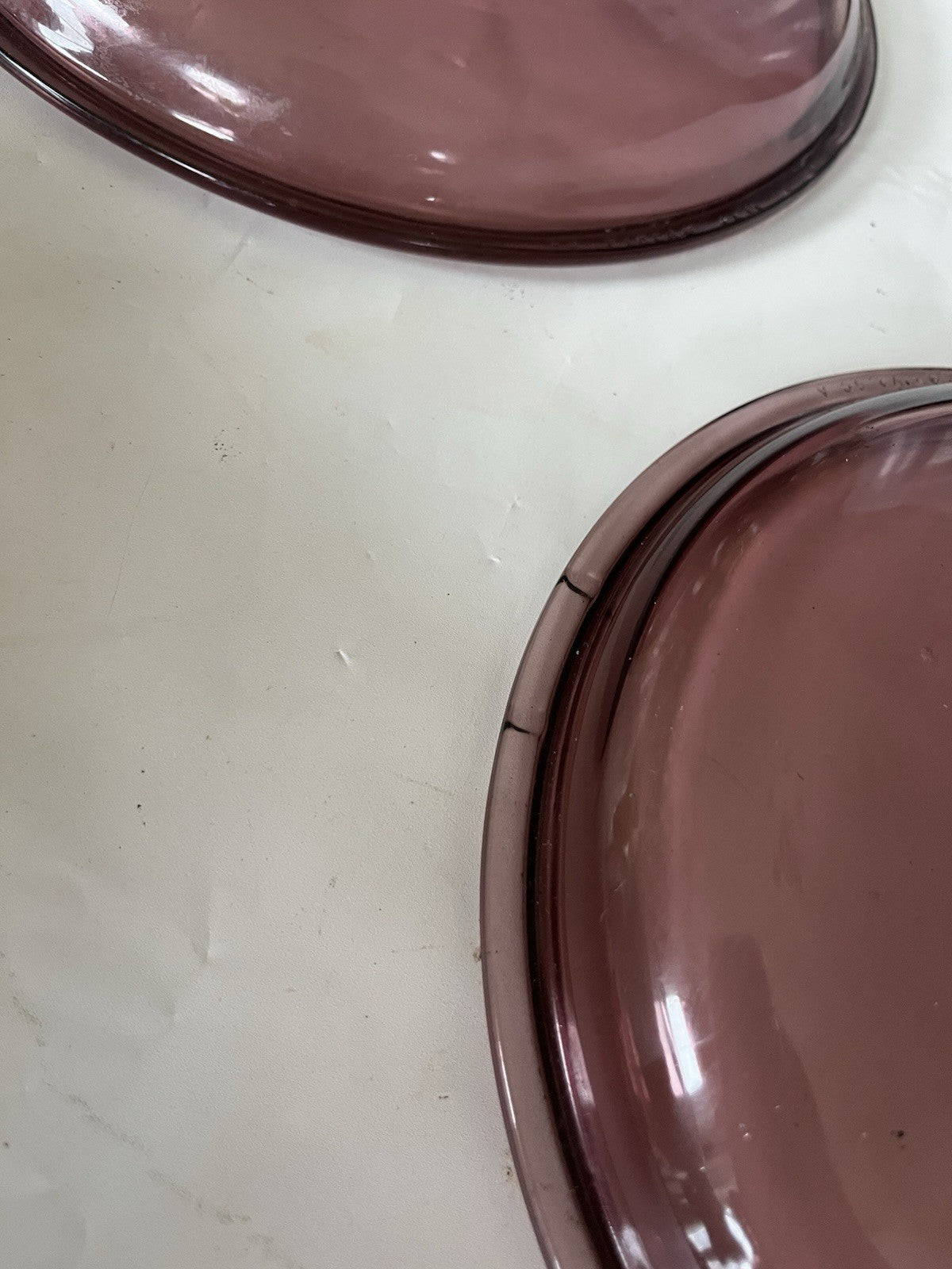 Vintage PYREX Purple Visionware Round 2 Qt Casseroles W/ Kids