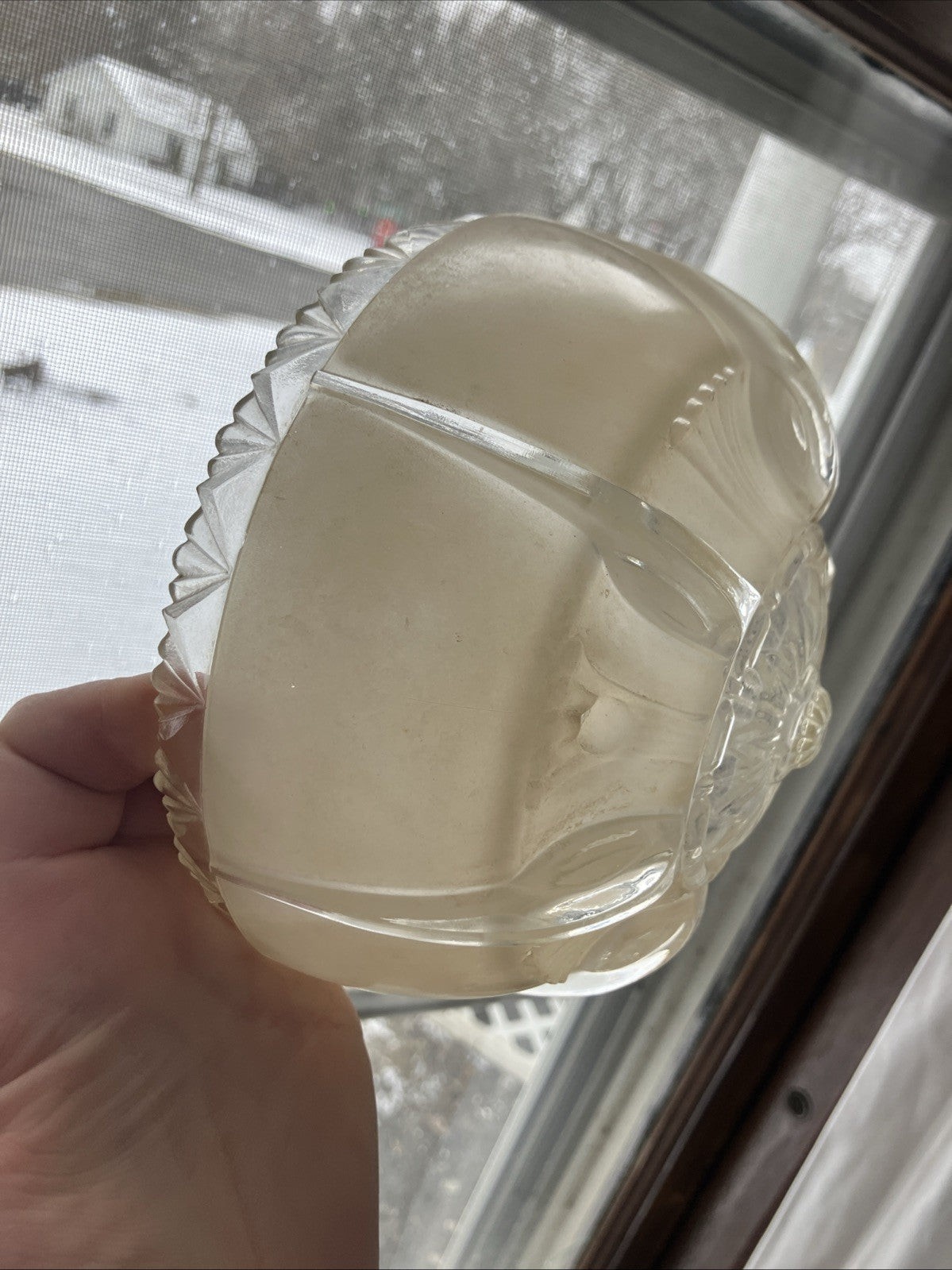2-6” Wide Vintage Art Deco Beige Glass Ceiling Light Fixture Cover Set; EVC