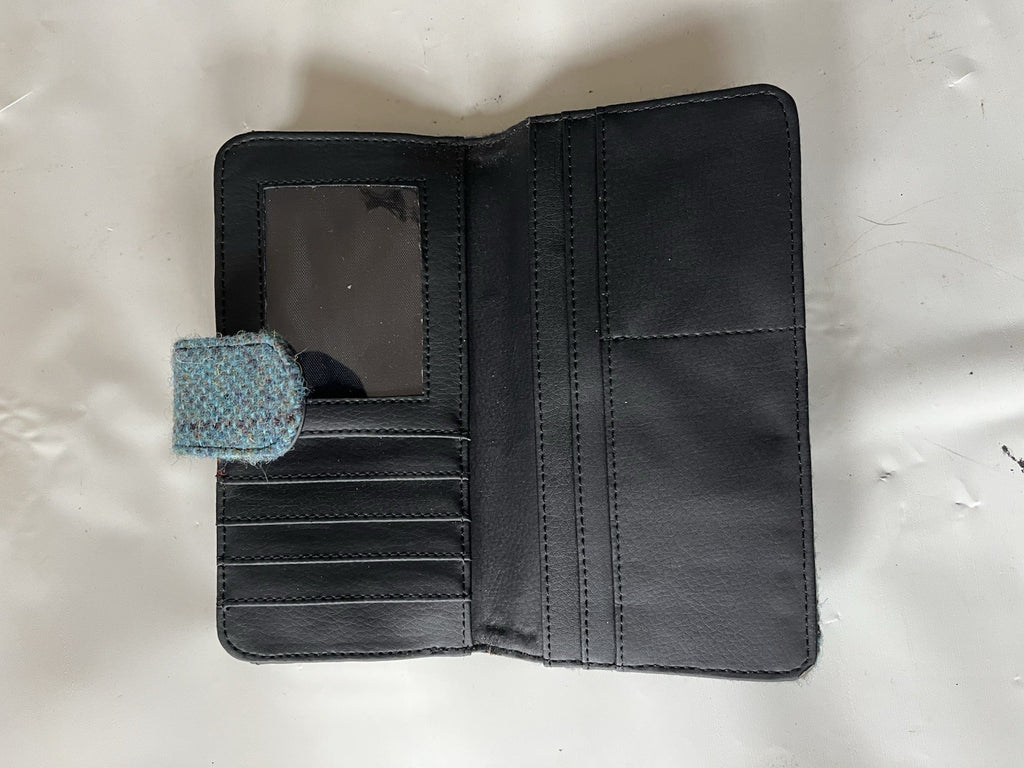 Harris Tweed Womens Blue Plaid Snap Wallet Glen Alpine Of Scotland Tag