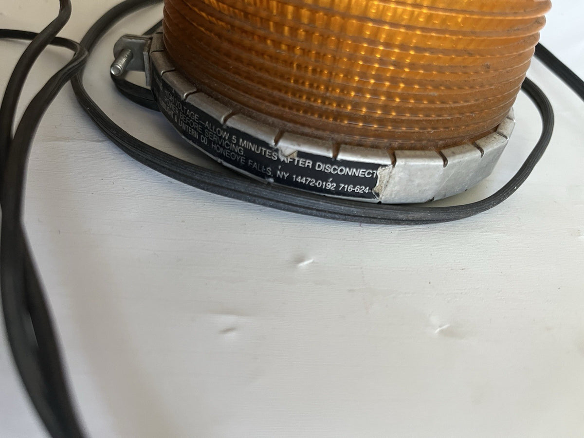 Vintage Strobe Warning Tow Light, Orange Circular; For Dash/roof. 12 V/ .5 Amp
