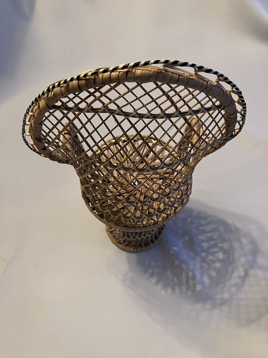 Vintage Wicker Peacock Rattan Chair 15.5 Plant Stand Doll Chair