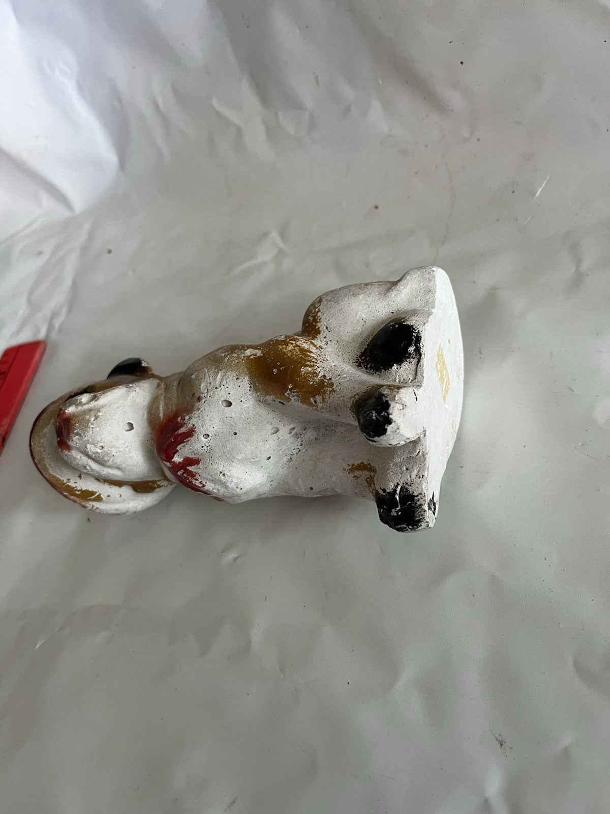 Vintage MCM Chalkware Pitbull Dog Figurine 
