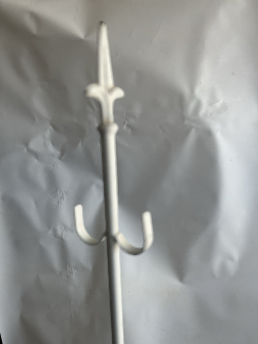 Wrought Iron Wreath Or Purse Holder Double Hooked White Antique Finish 36.5”