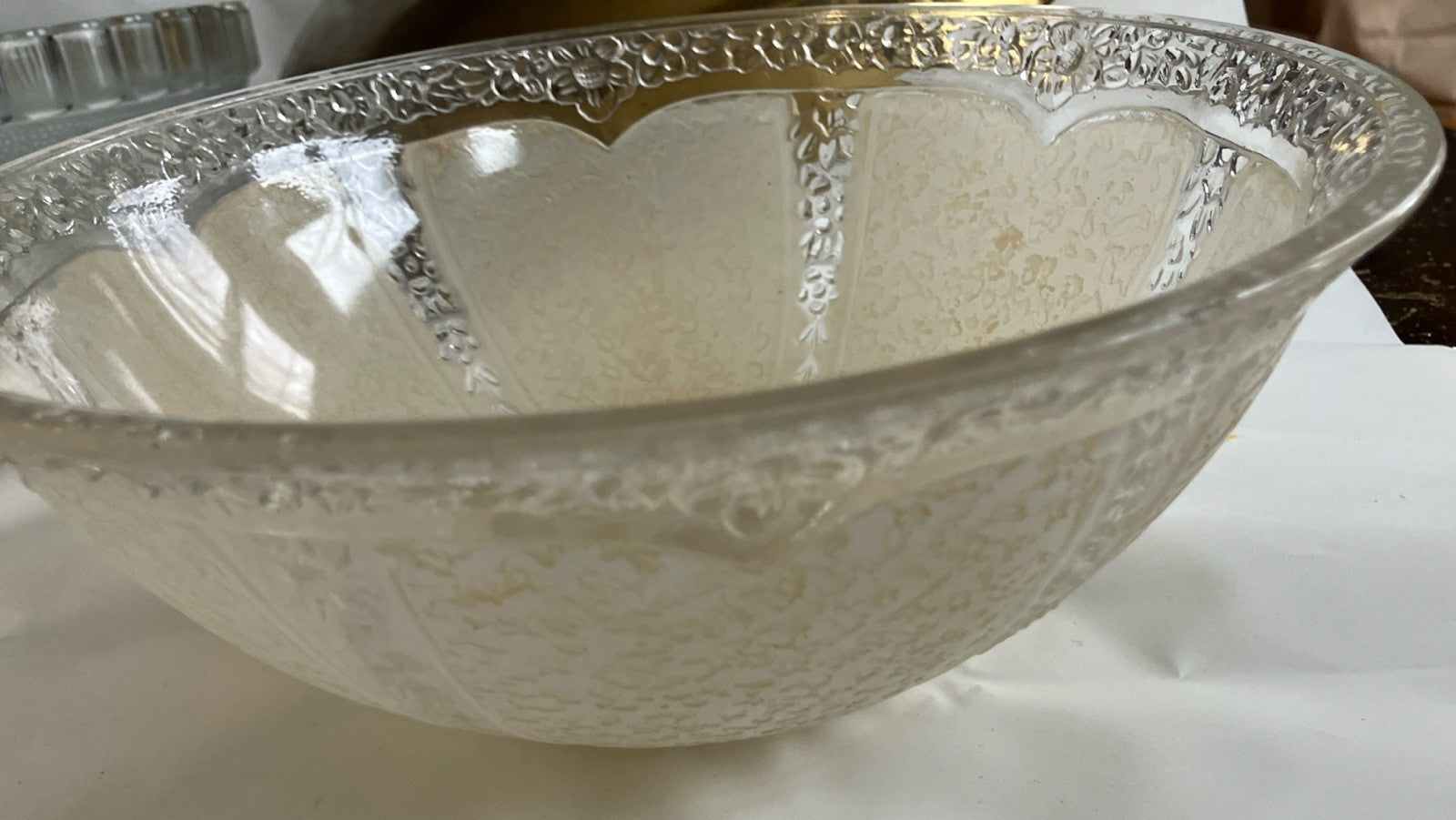 1920 Antique Embossed Floral Star Paneled Hanging Ceiling Chandelier Light Shade