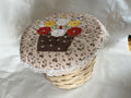 Vintage Handmade Sewing Basket With Embroidered Pad-Top Cover
