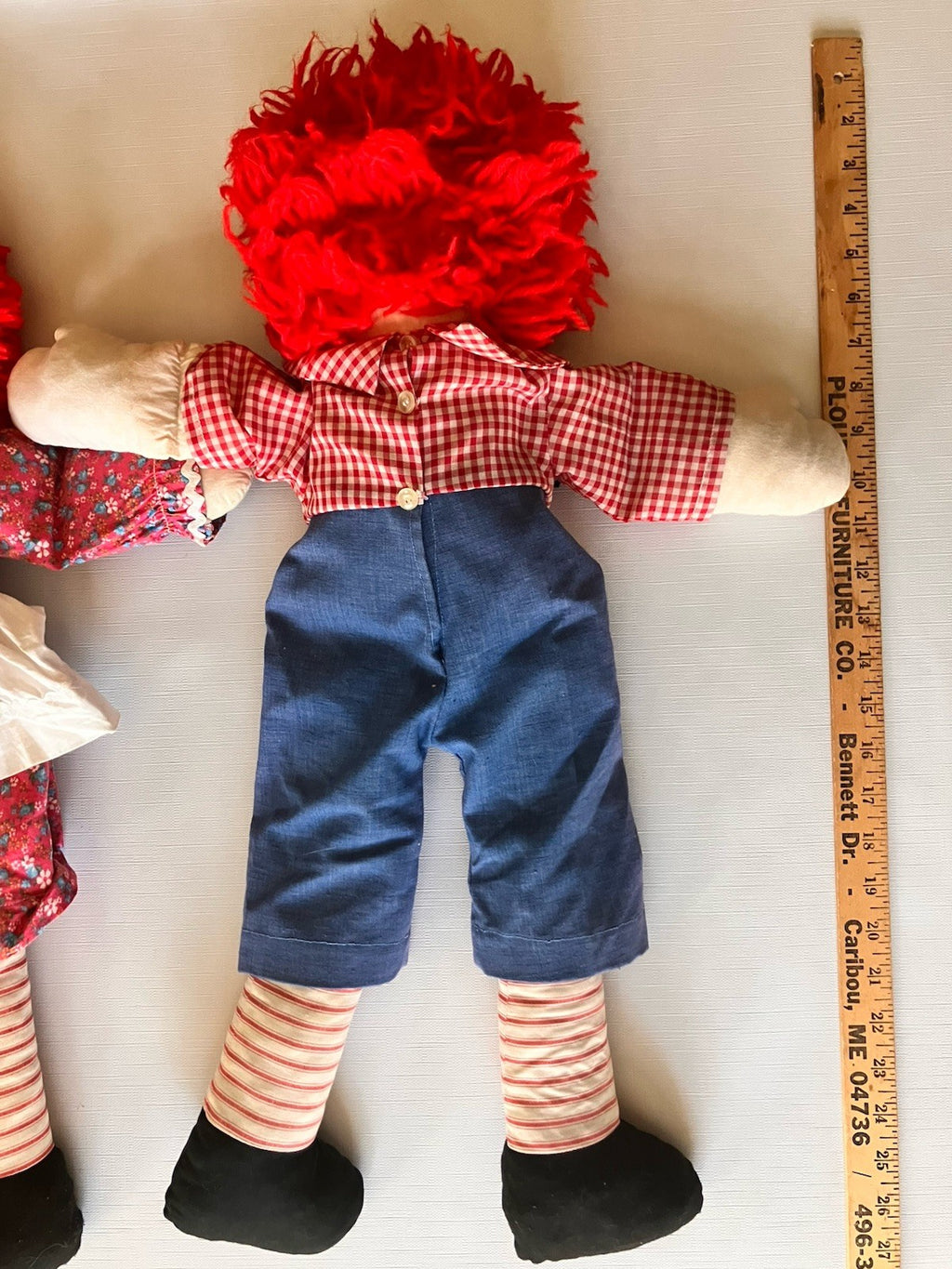 Vintage Raggedy Ann And Andy 25” Tall Dolls; Handmade Stuffed, Folk