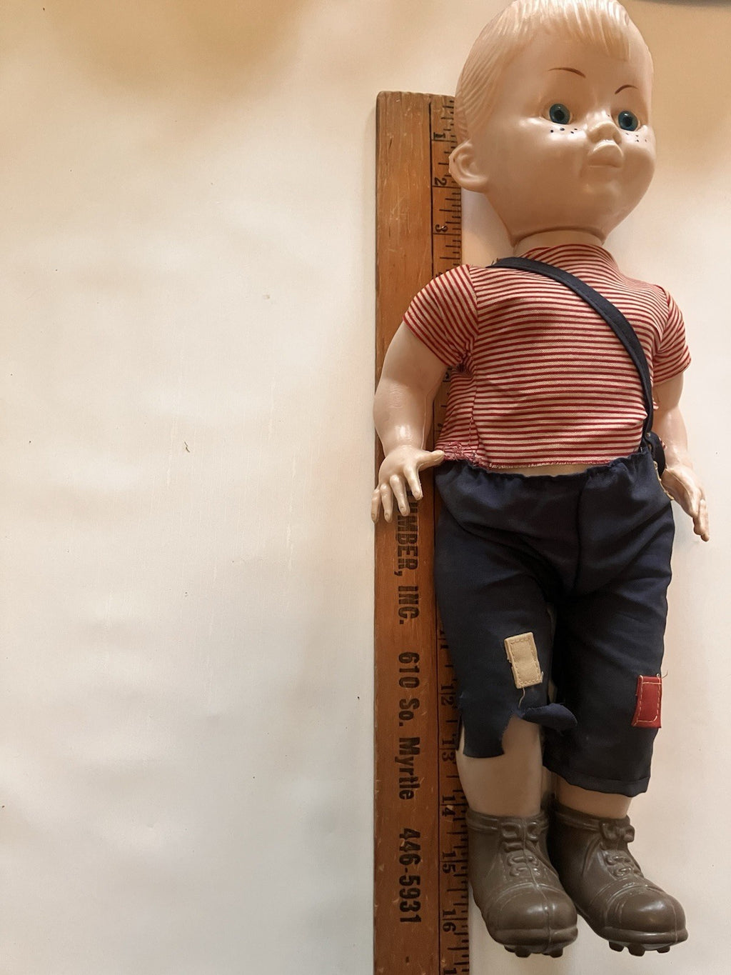 Vintage 15” Boy Celluloid Doll With Original Clothes