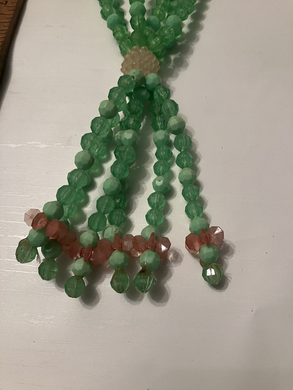 Vintage Beaded Abstract Plant Hanger; EVC, 23” Long