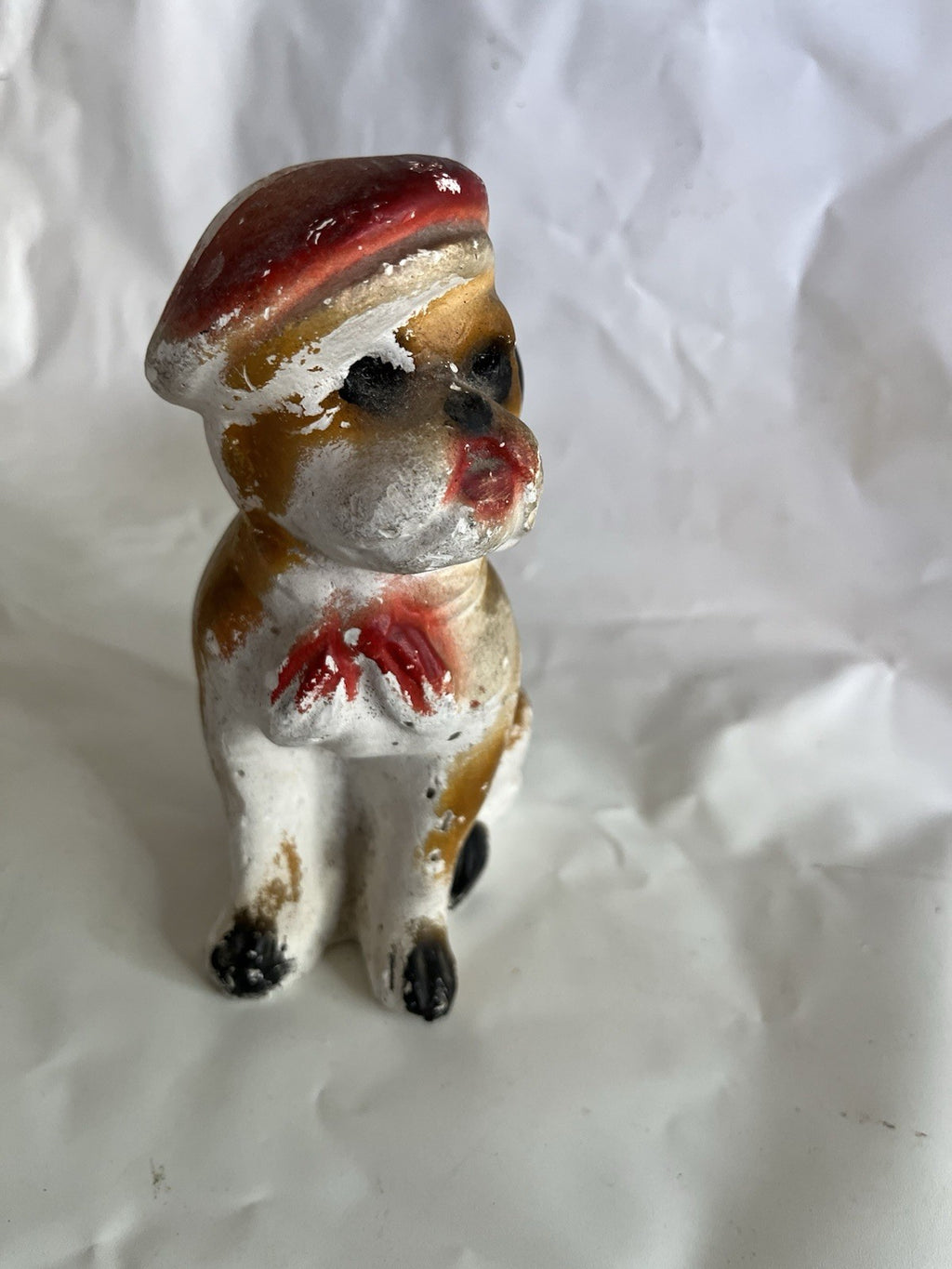 Vintage MCM Chalkware Pitbull Dog Figurine 