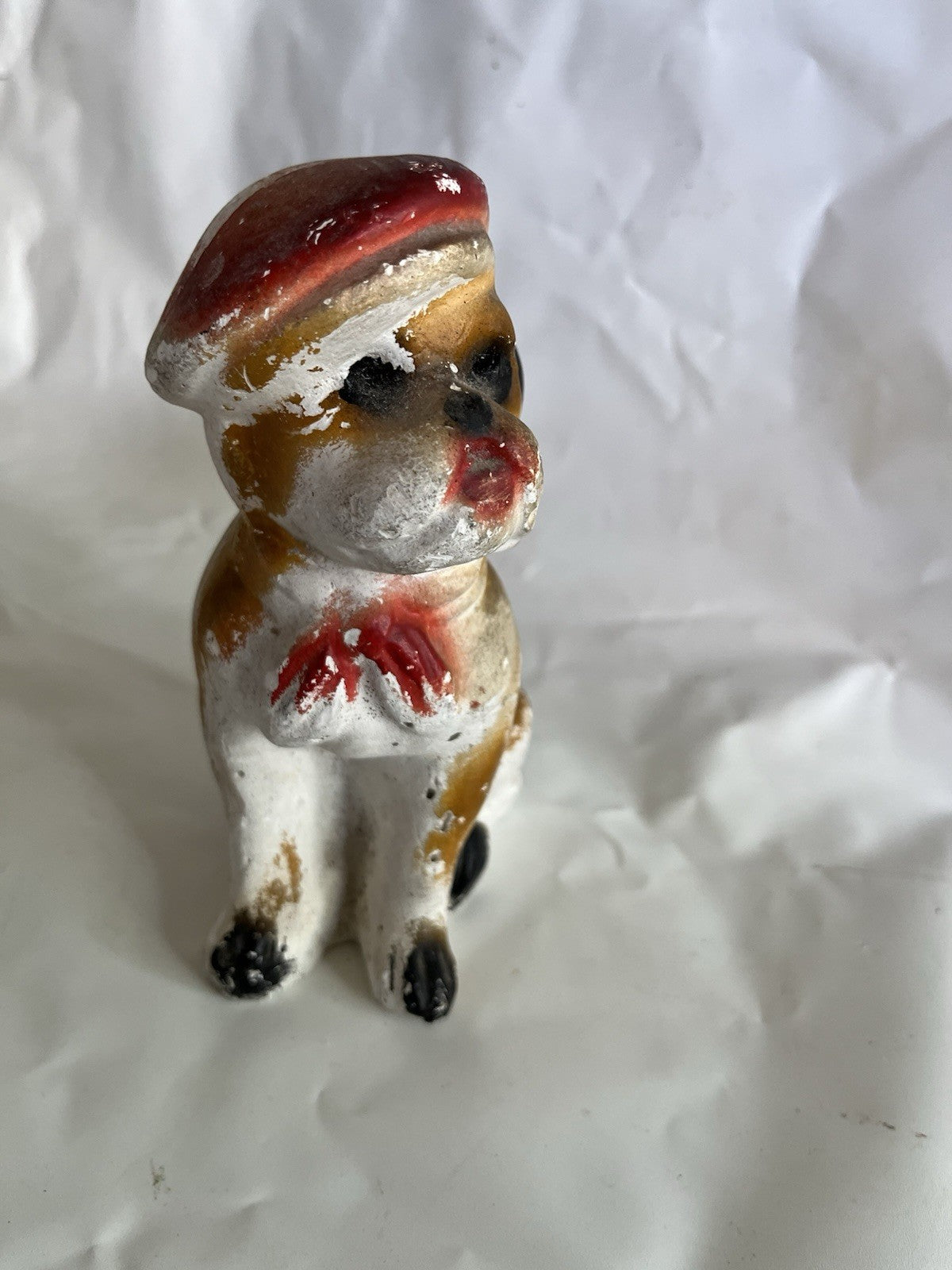 Vintage MCM Chalkware Pitbull Dog Figurine 