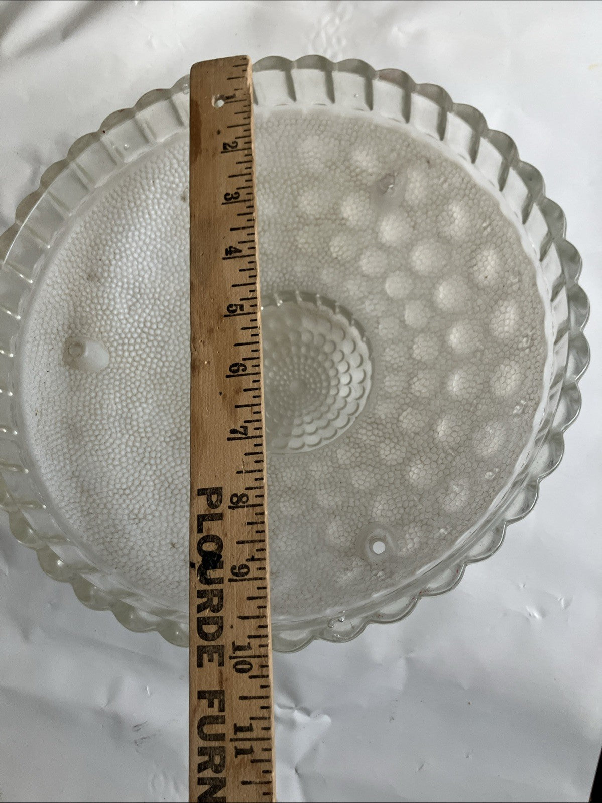 Vintage Ceiling Light Shade ‘20’s Art Deco 3 Hole White Hobnail Bubble Glass EUC