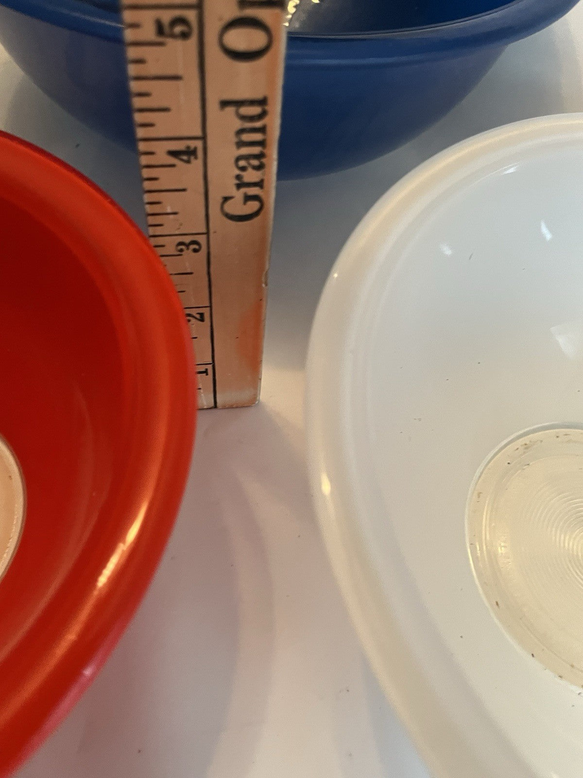 Vintage Pyrex Nesting Bowls Set Red White Blue Collectible 322, 323, 325