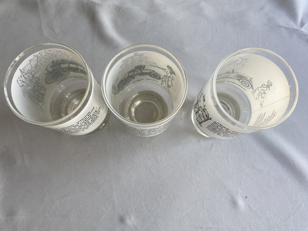 Anchor Hocking Vintage Set of 3 Oldsmobile Antique Cars Drinking Glasses (5.5”)