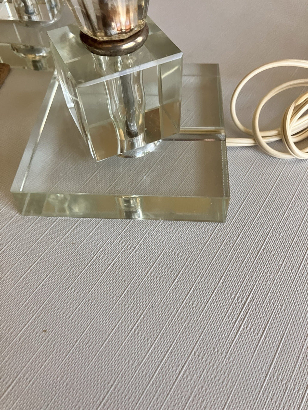 Vintage Pair Clear Luster Table Side Lamps; Working