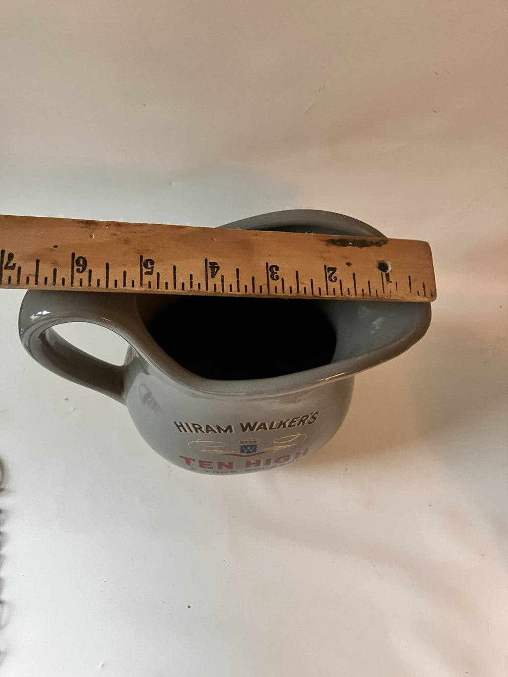Vintage Hiram Walkers Ten High Bourbon Whisky Pitcher Bar Advertisement In Grey