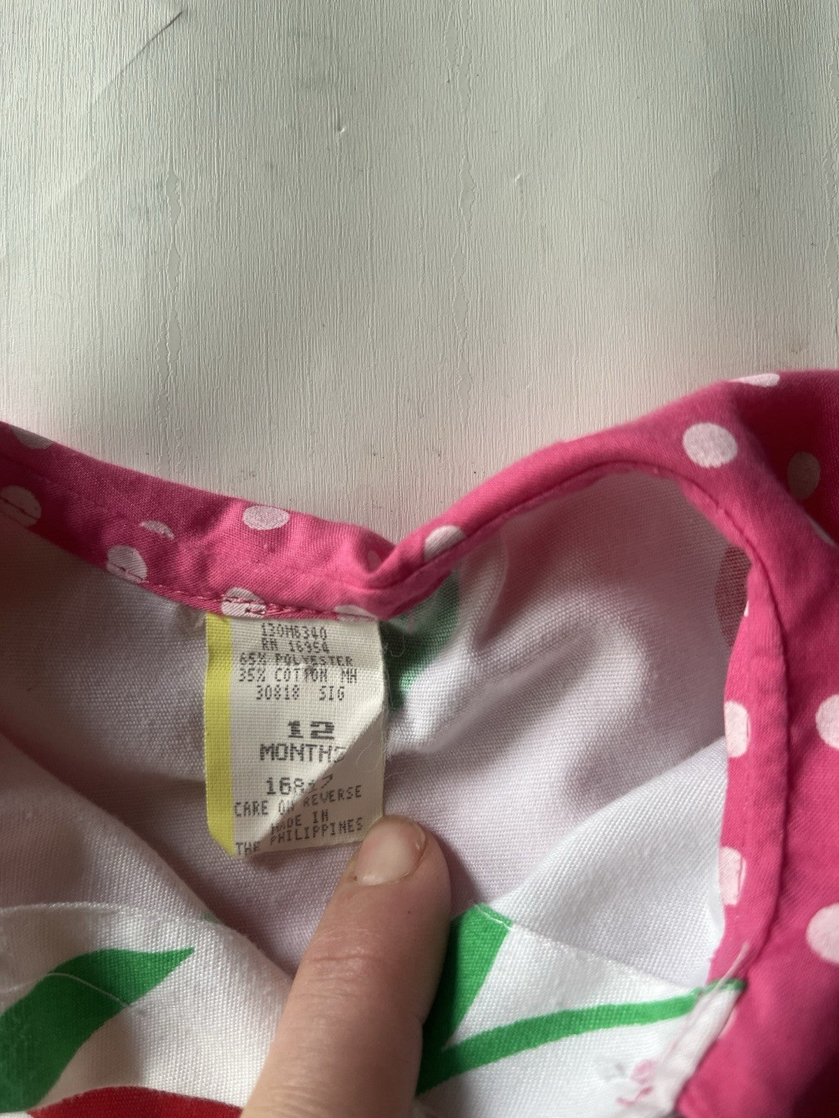Vtg 90s Girls 12 month Cherry Romper; EUC, Vibrant Colors, Snaps, Short Sleeve