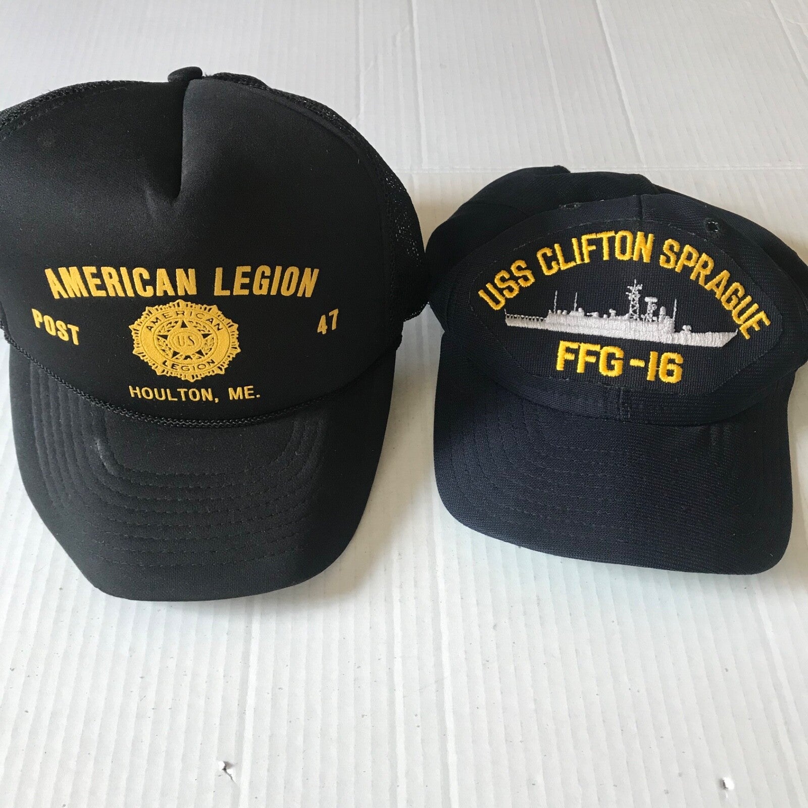 USS Clifton Sprague & American Legion Post 47 Trucker Hats VTG