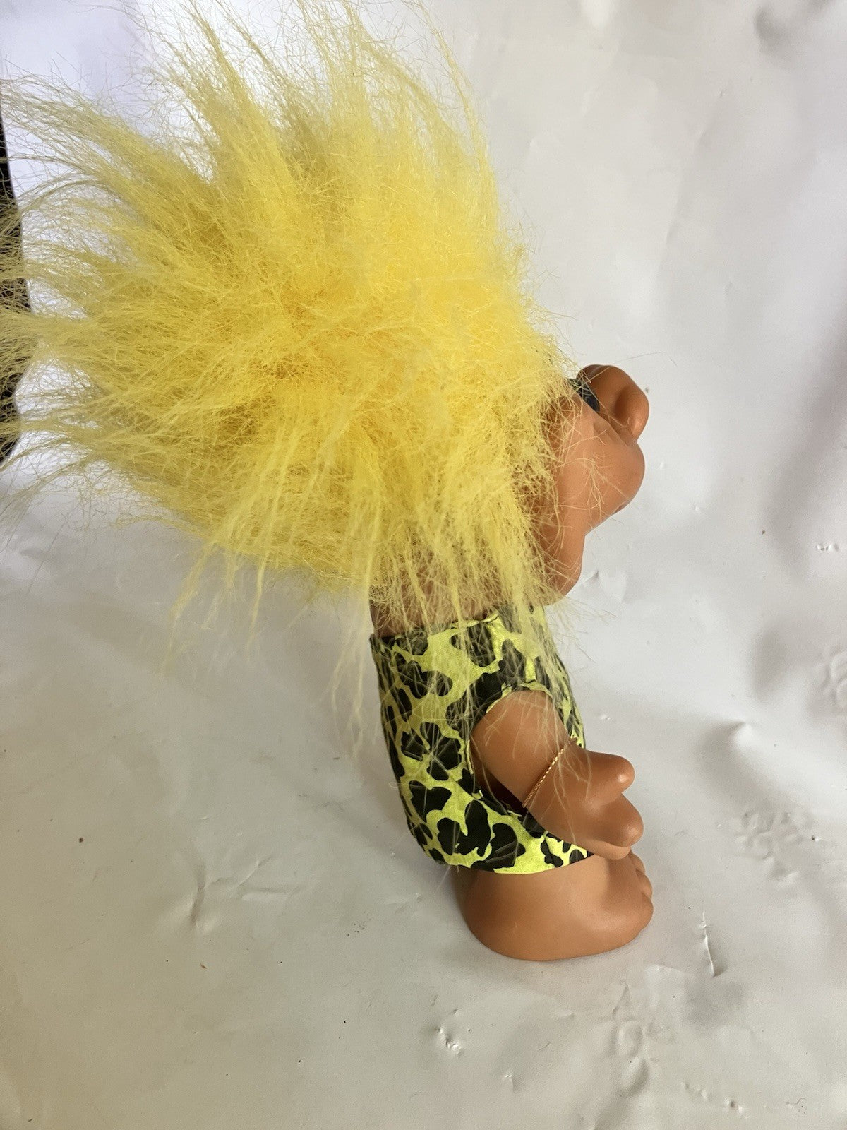 Uneeda Troll Doll Good Luck Wishnik Caveman Yellow Hair Clothing; 8” Tall