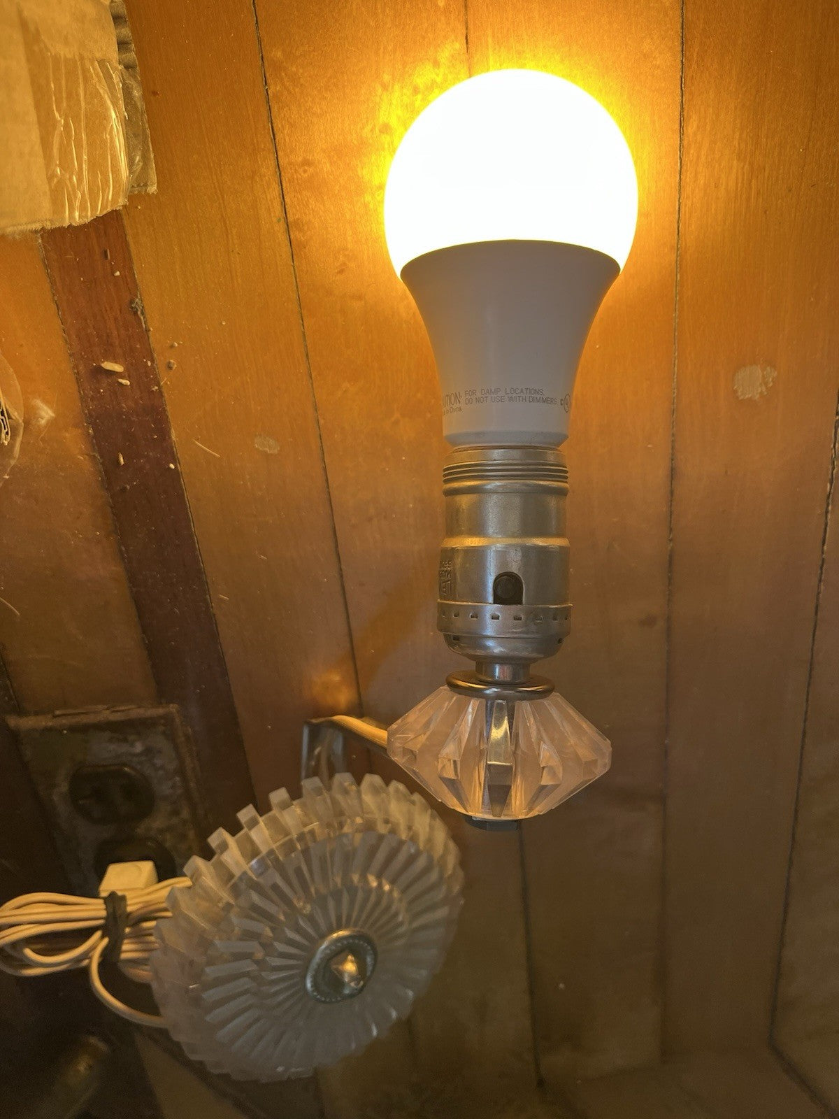 MCM/Vintage Leviton Clear Acrylic Electric Light Wall Sconce Art Deco Works!