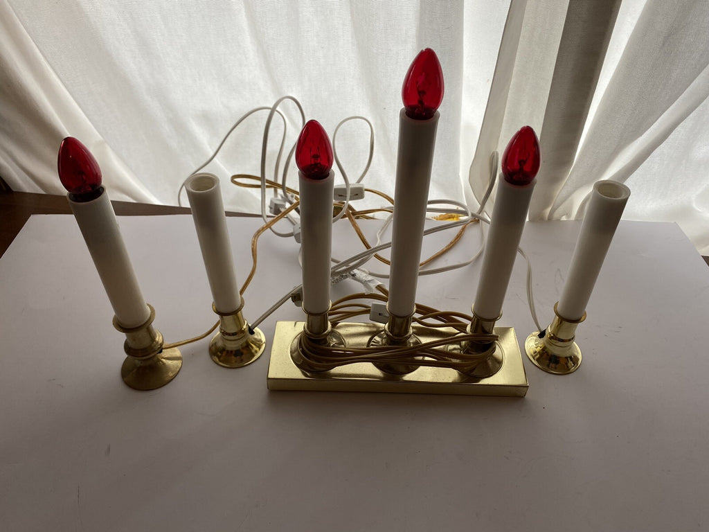 Lot of 4 Christmas Window Candles Lighted