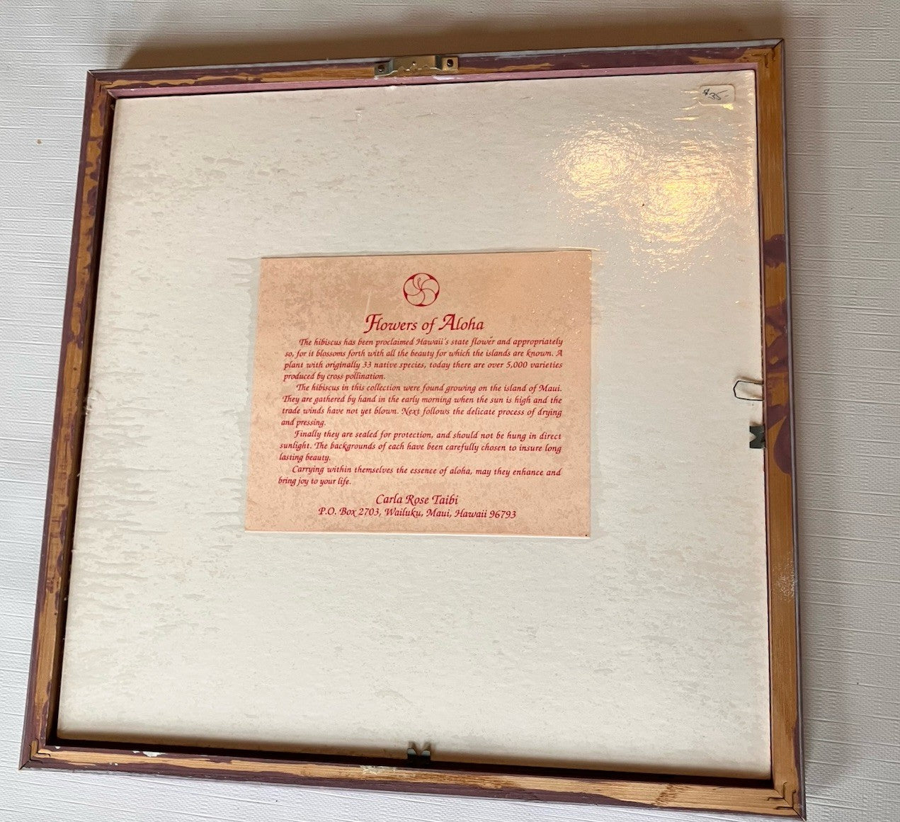 1990’s “Flowers of Aloha” Signed Carla Rose Hibiscus Flower