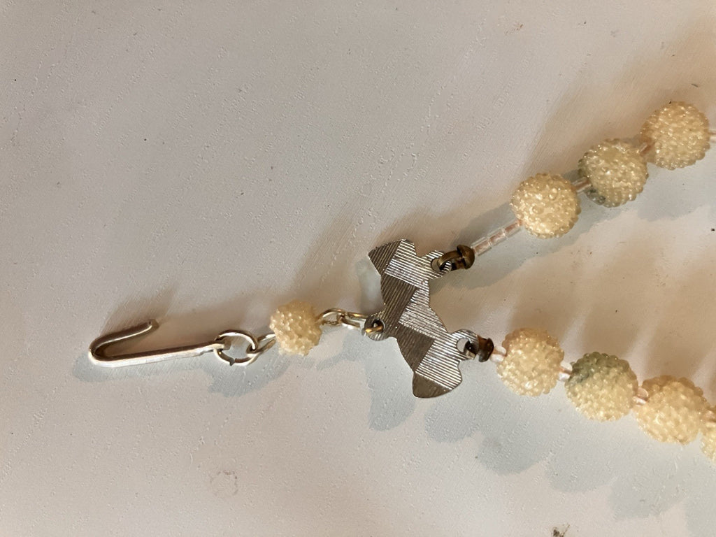 Vintage Japan Sugared Silk Ball Beaded Double Stranded Necklace