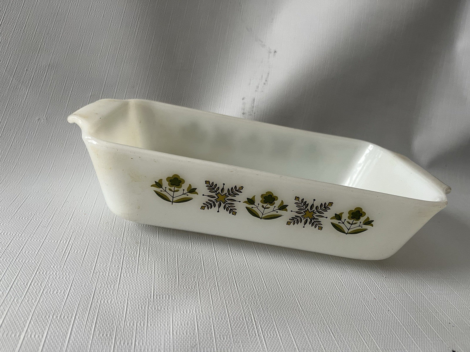 Vintage Anchor Hocking Fire king Green Meadow Soup Bowls/Bread Pan