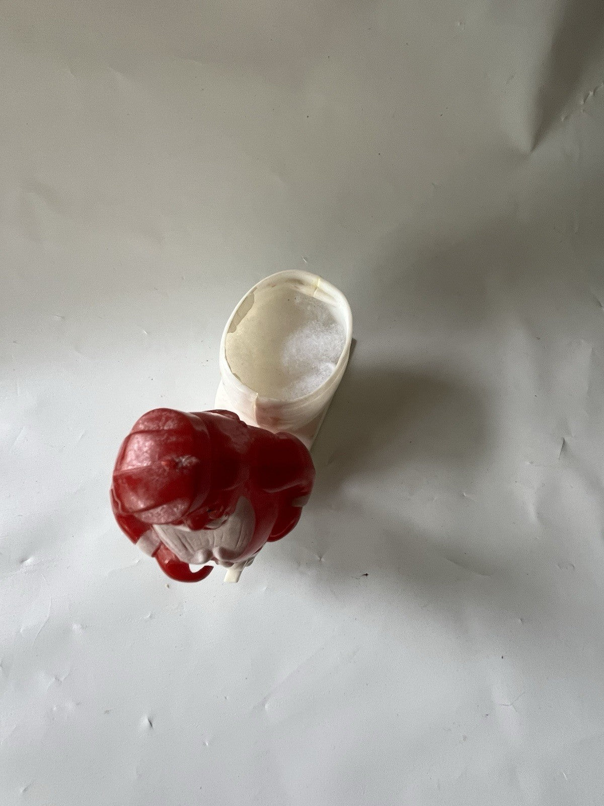 Vintage Christmas Rosbro Plastic Santa Claus White Sleigh Candy Container BROKE