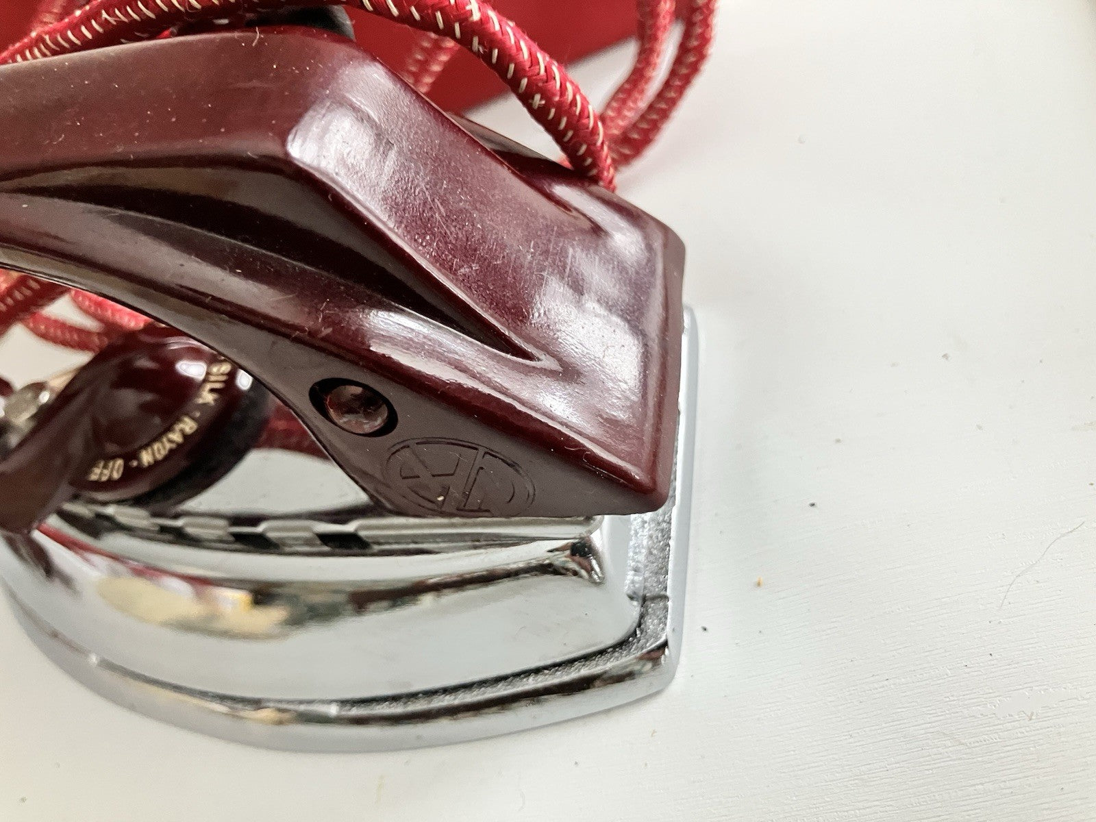 1950s German Zoeller Maroon Travel Iron W/ Original Box, Paper EVC, Never Used