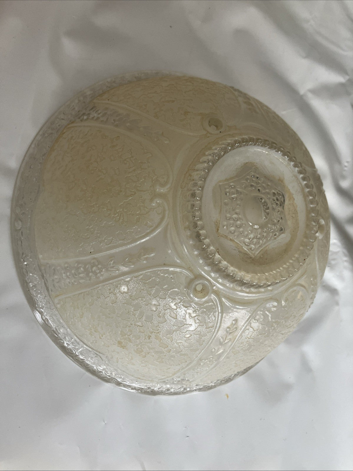 1920 Antique Embossed Floral Star Paneled Hanging Ceiling Chandelier Light Shade