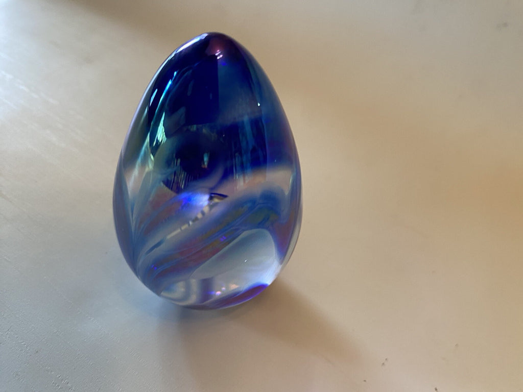 Glass Eye Studio (GES) 1997 Dichroic Egg Shaped Glass Paperweig