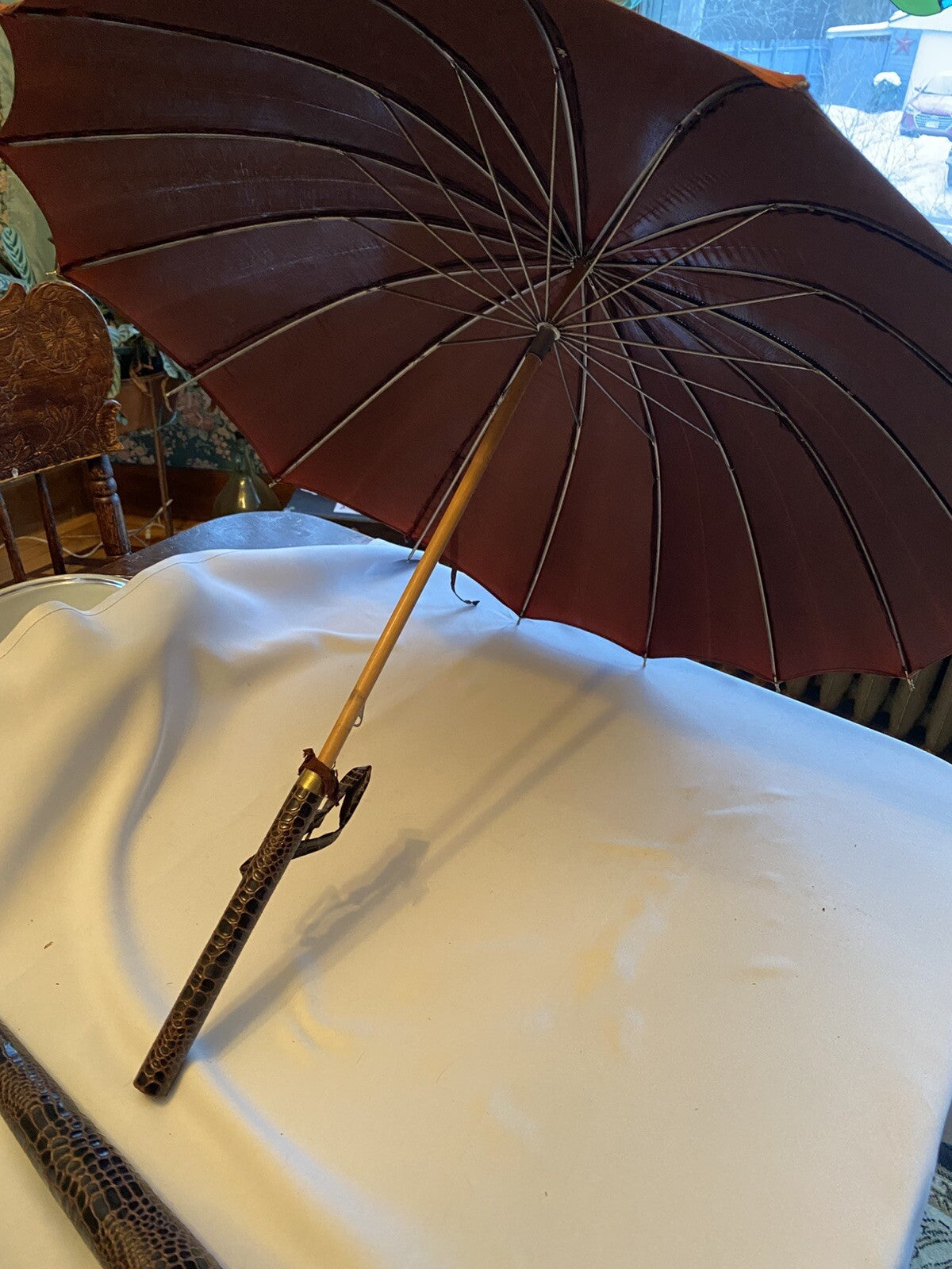 1950s Faux Alligator Skin Umbrella