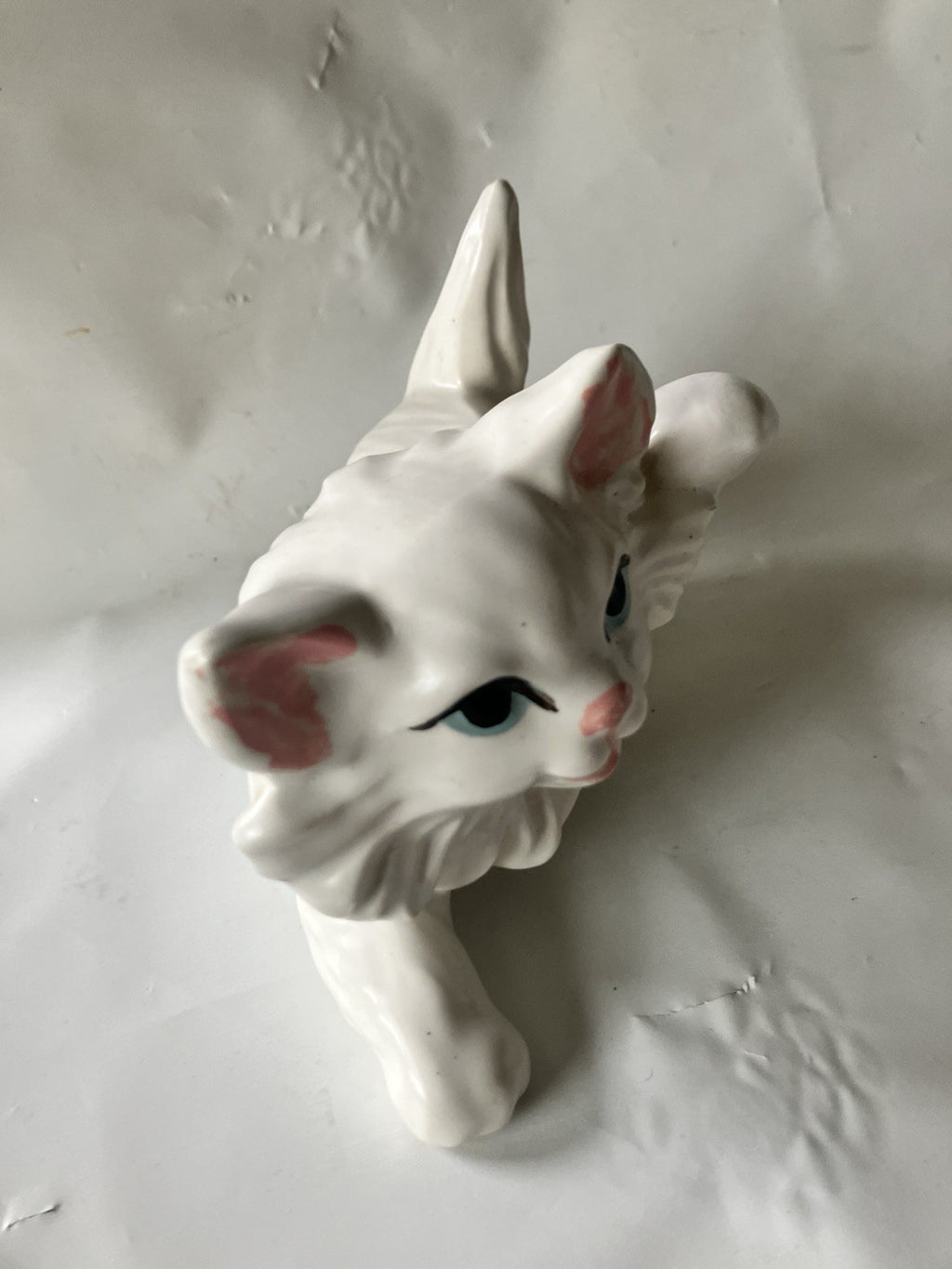 Vintage Pair Of 4” Tall White Persian Hobbiest Cat Figurines, Playful 1970s