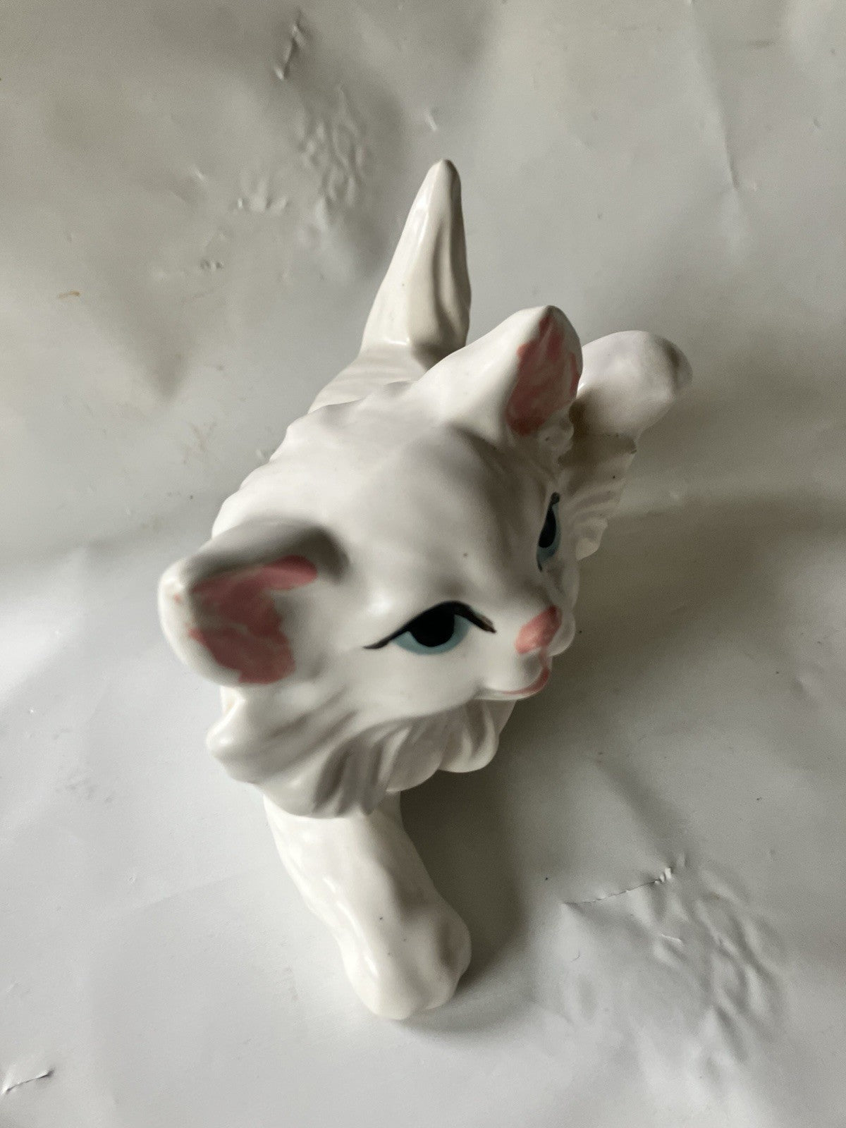 Vintage Pair Of 4” Tall White Persian Hobbiest Cat Figurines, Playful 1970s
