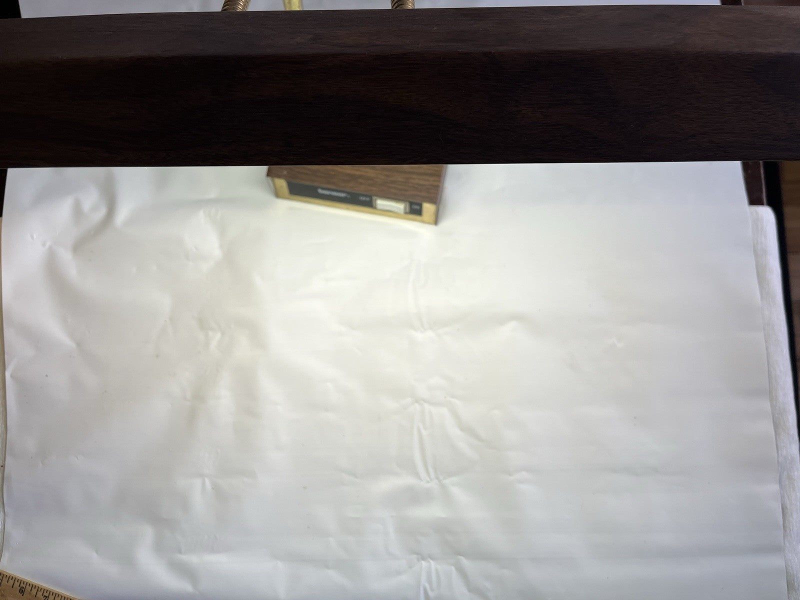 Vintage Tensor Desk Bankers Lamp In Wood And Gold Finish, 18” Side Shade. Works!