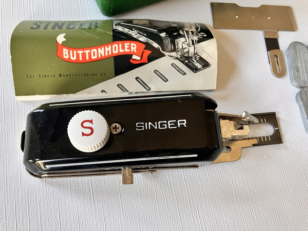 Vintage Singer Buttonholer machine With Original 5 Settings And Paperwork. EVC