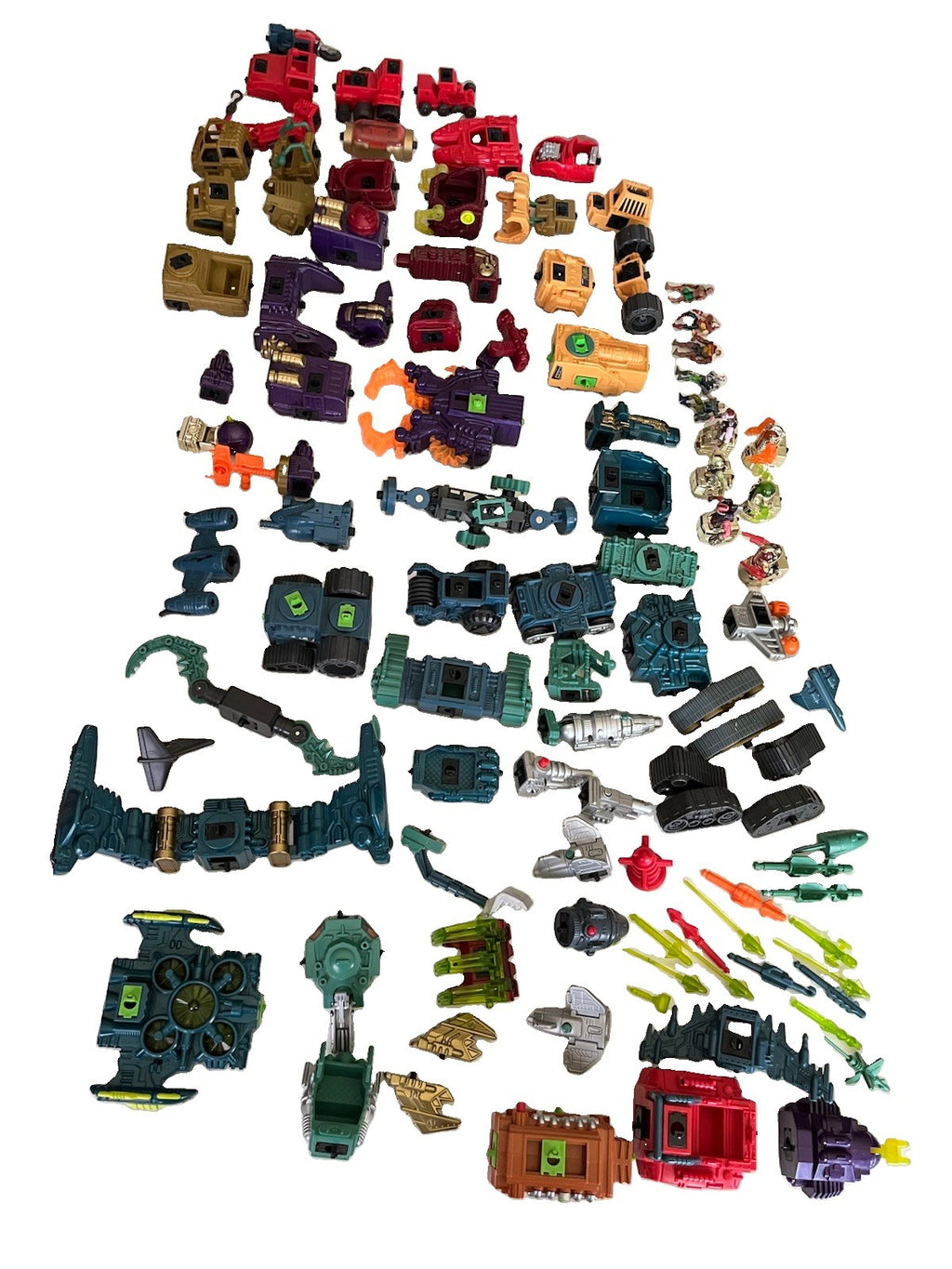 Vintage 1996 Battle Builders Large Lot 100 Pieces Machines, Figures Weapons EUC