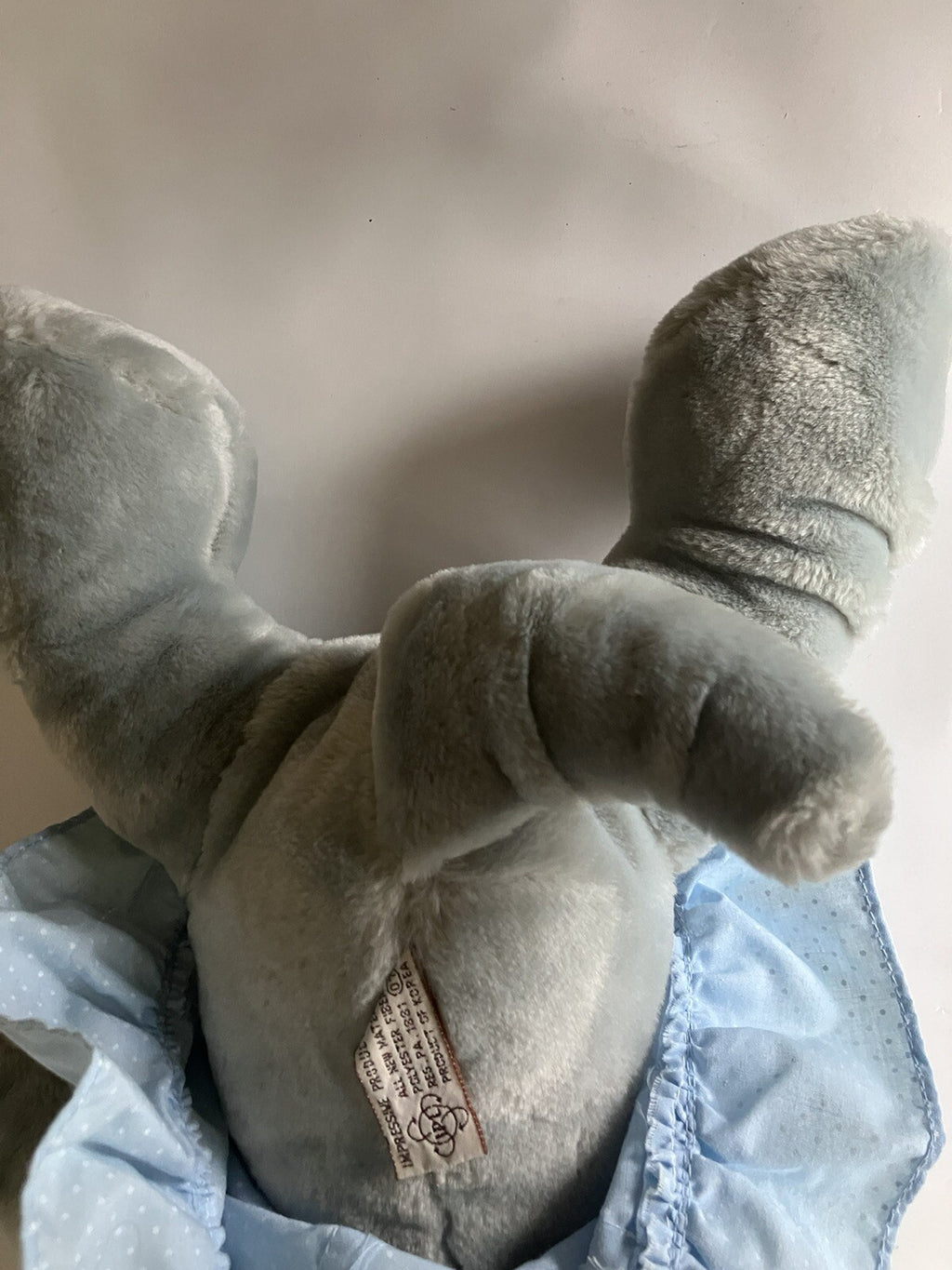 Vintage Ganz Bros Wrinkles The Dog Puppet With Blue Dress EVC