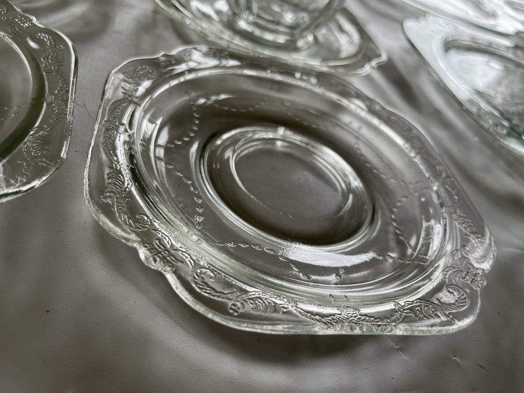 Federal Glass Clear Depression Etched Dinner Plates, Bowls, Cup/saucer 16 Piece