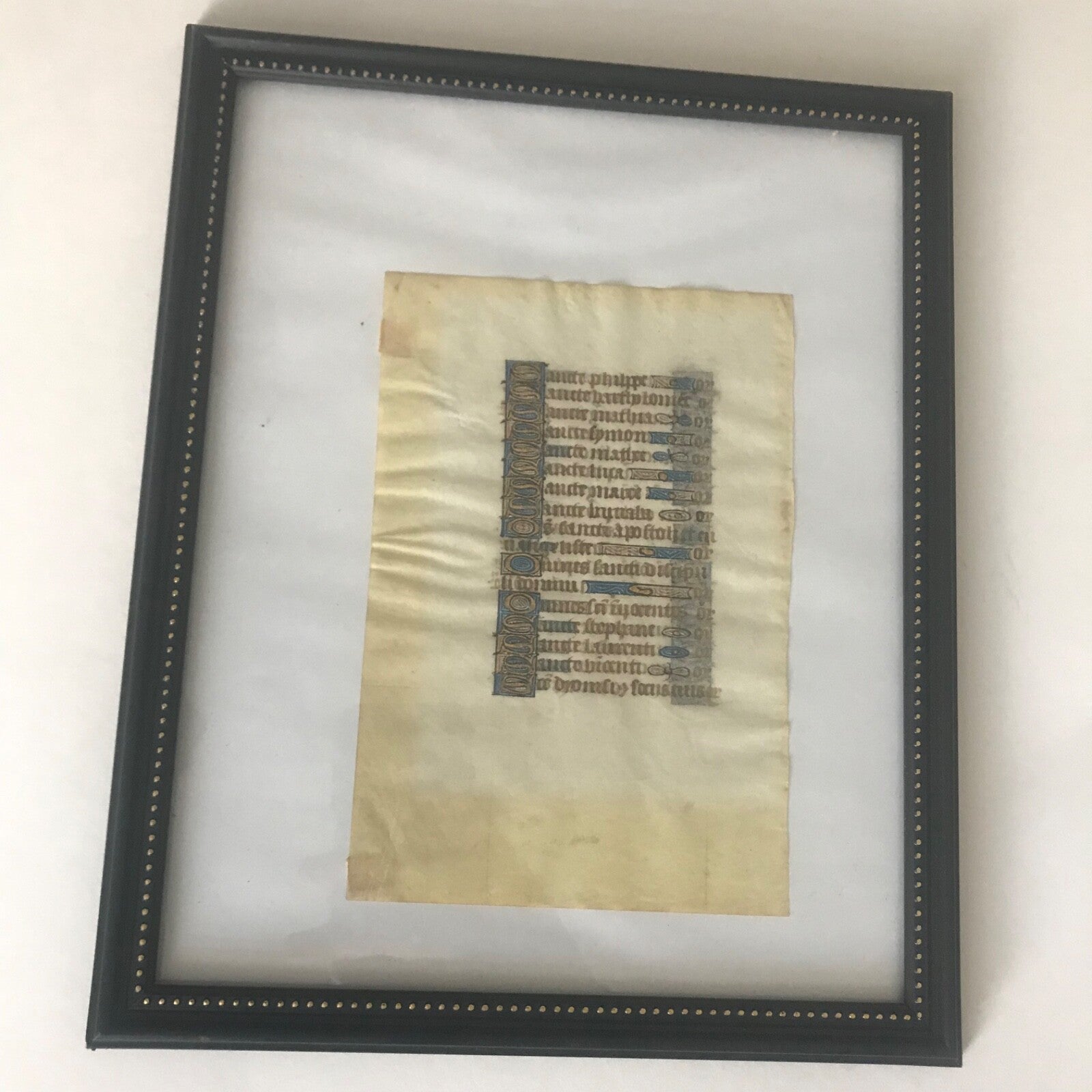 Rare 15th Century Book of Hours Page Double Sided Gold Leaf Litany