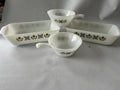 Vintage Anchor Hocking Fire king Green Meadow Soup Bowls/Bread Pan