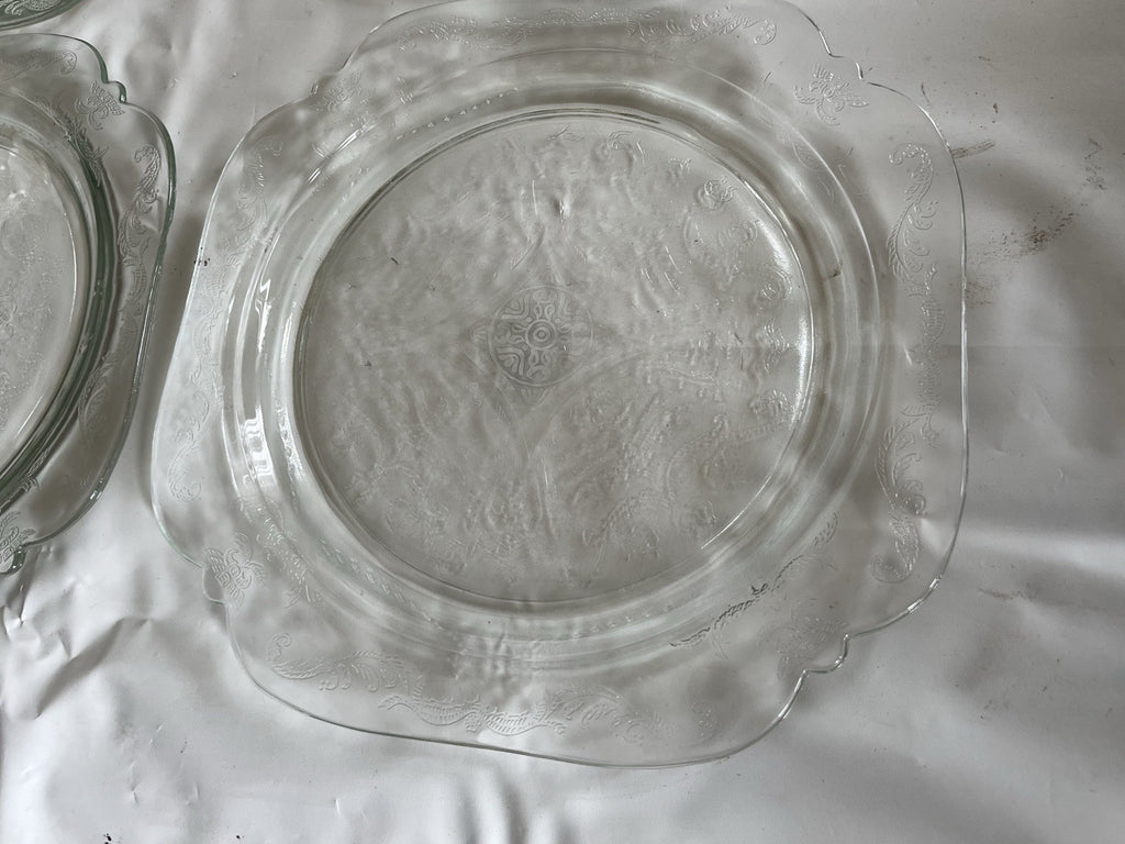 Federal Glass Clear Depression Etched Dinner Plates, Bowls, Cup/saucer 16 Piece