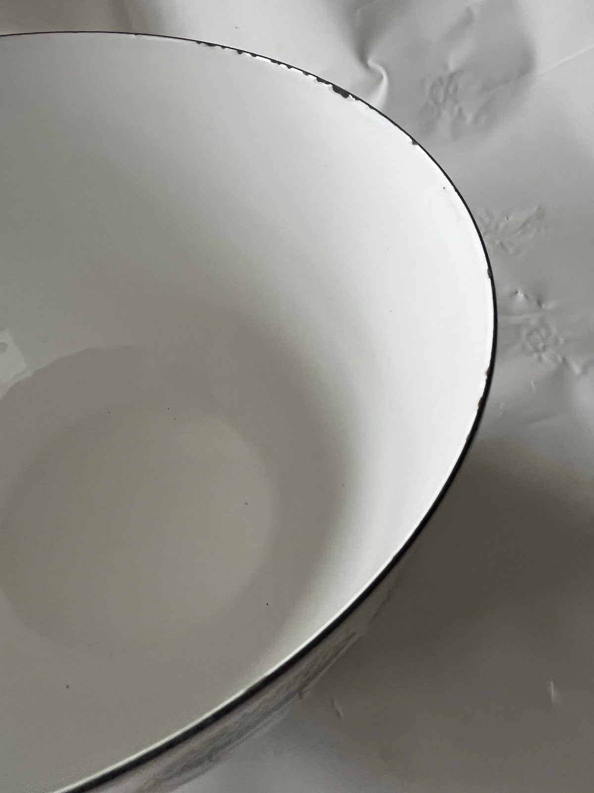 Vintage Finland Black White Enamel Mushroom Bowl Finel Wartsila Mid Century