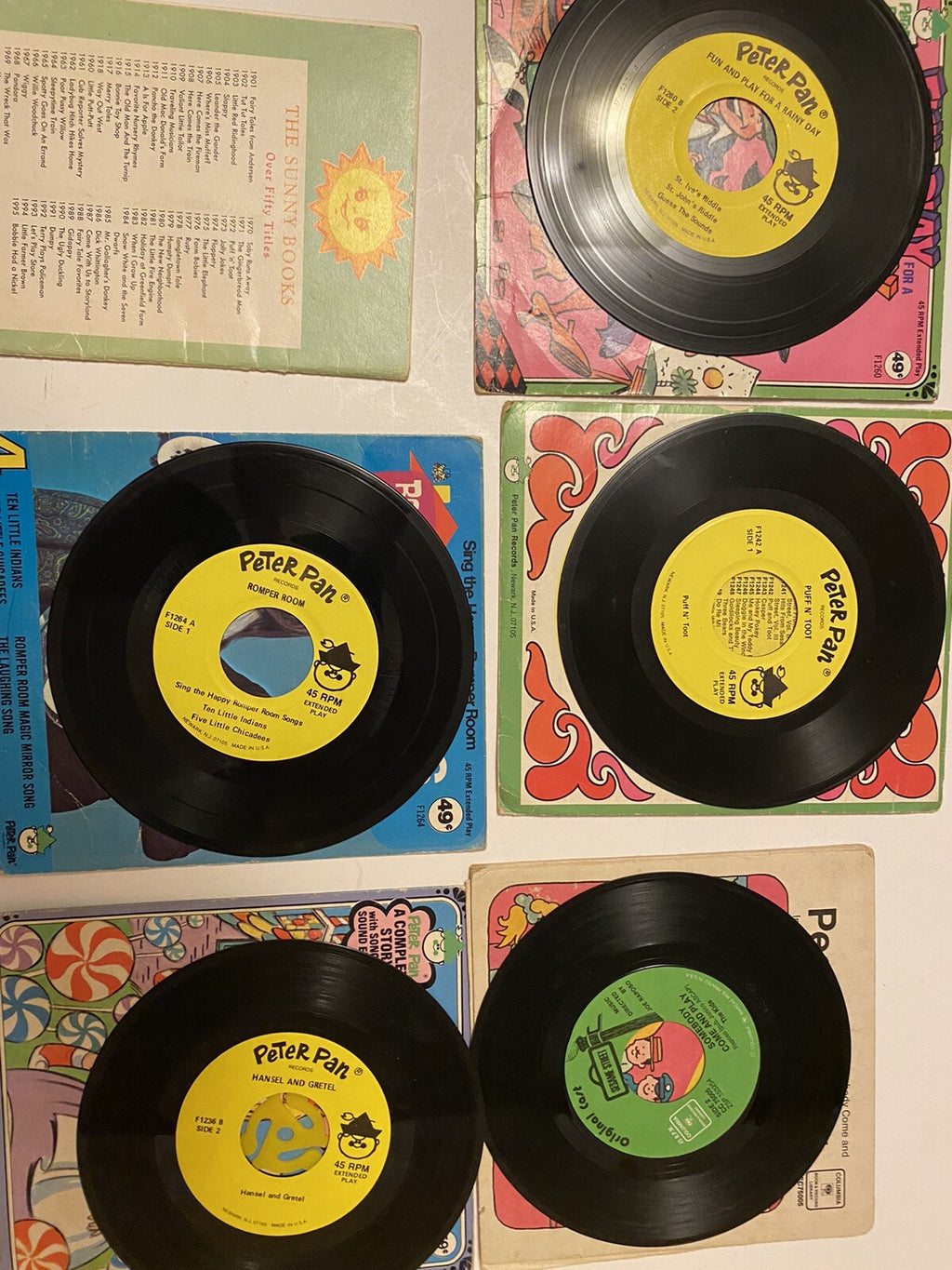 Lot of 6 Kids Books w/45 record Puff & Toot/Hansel/Sesame Street/101 Dalmations