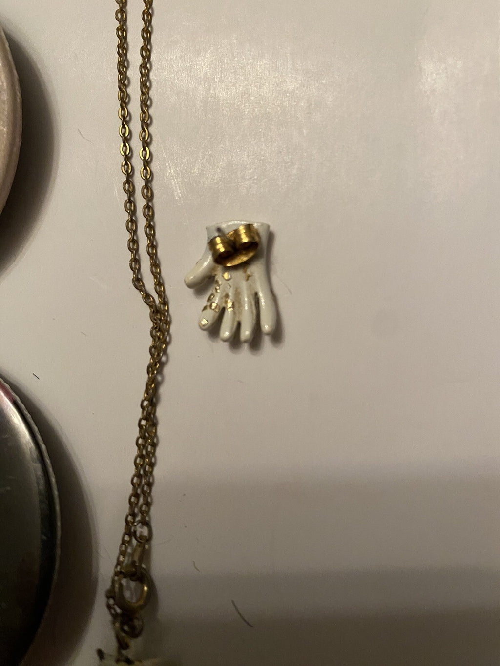 Vintage Lot of Micheal Jackson Pins White Glove Necklace & 1 White Glove Earring