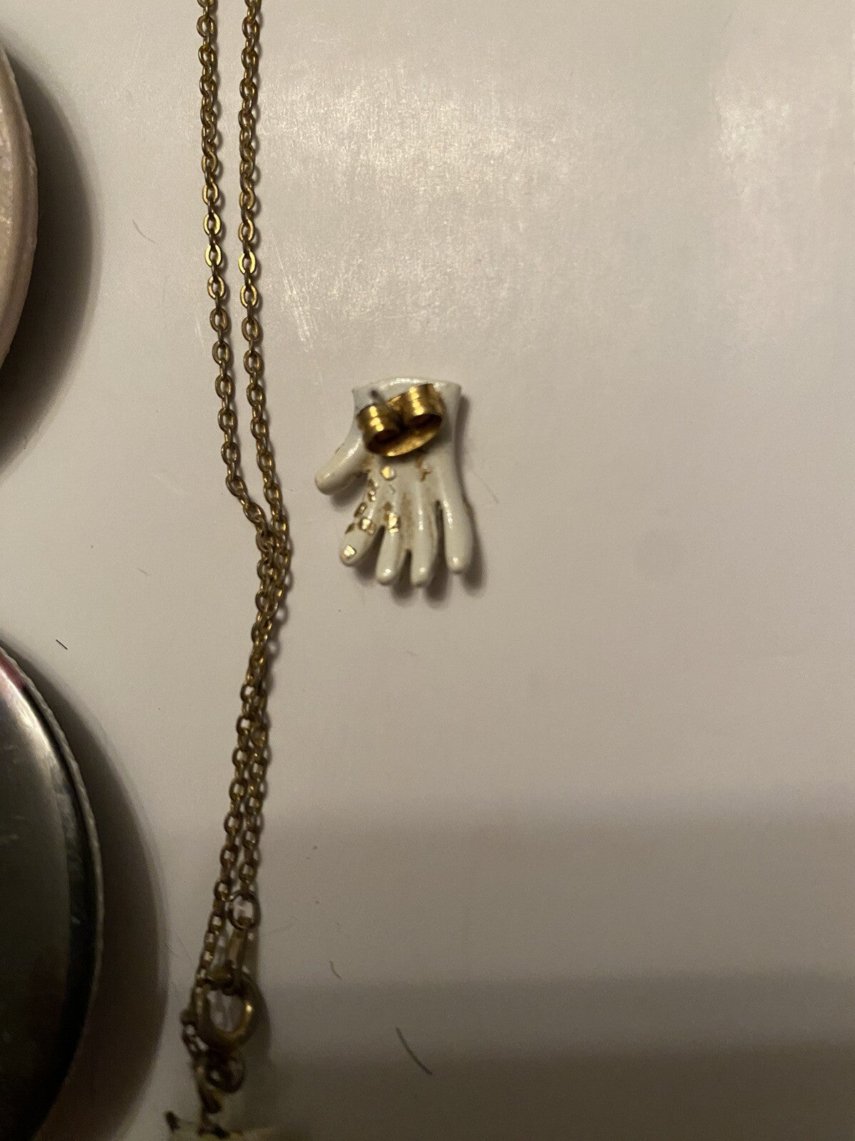 Vintage Lot of Micheal Jackson Pins White Glove Necklace & 1 White Glove Earring