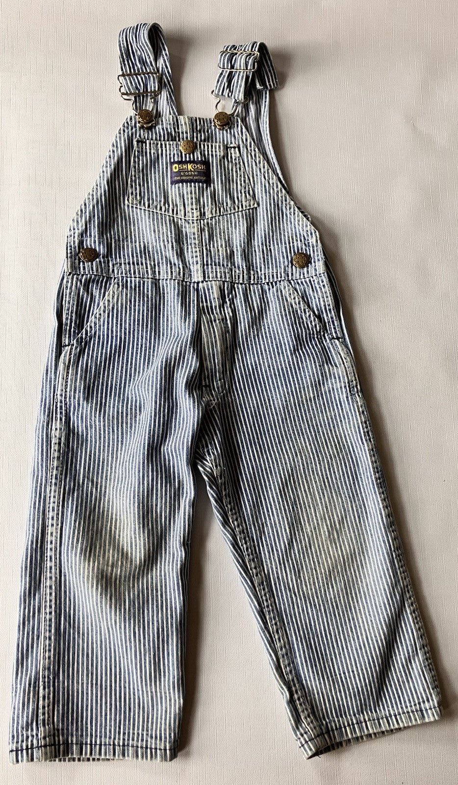 Vintage OshKosh Overalls Vestbak 3T  Bibs Pinstripe Railroad Hickory Stripe