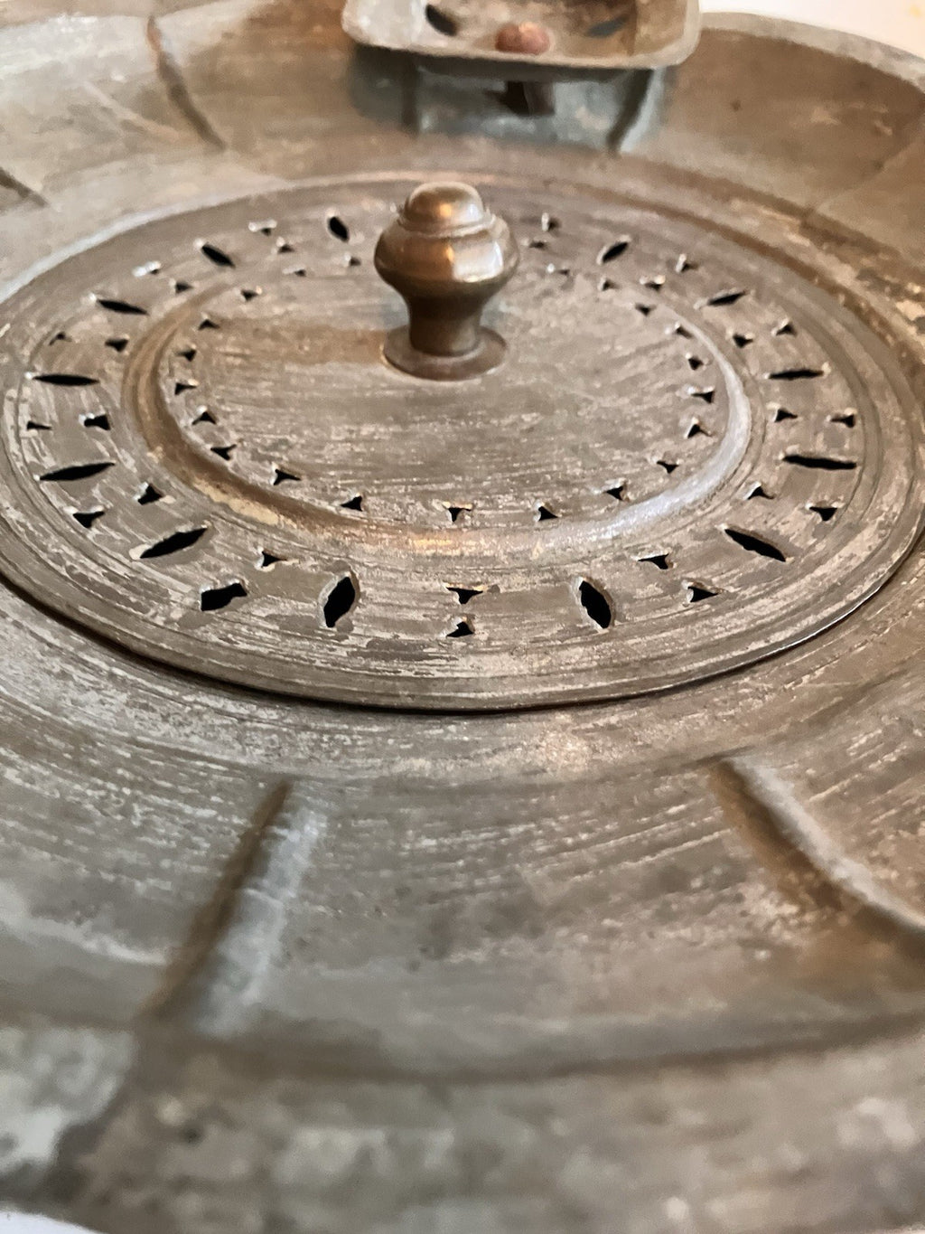 Vintage Mid Eastern Metal Etched Traveling  Basin With Lid/ Rice Pot?
