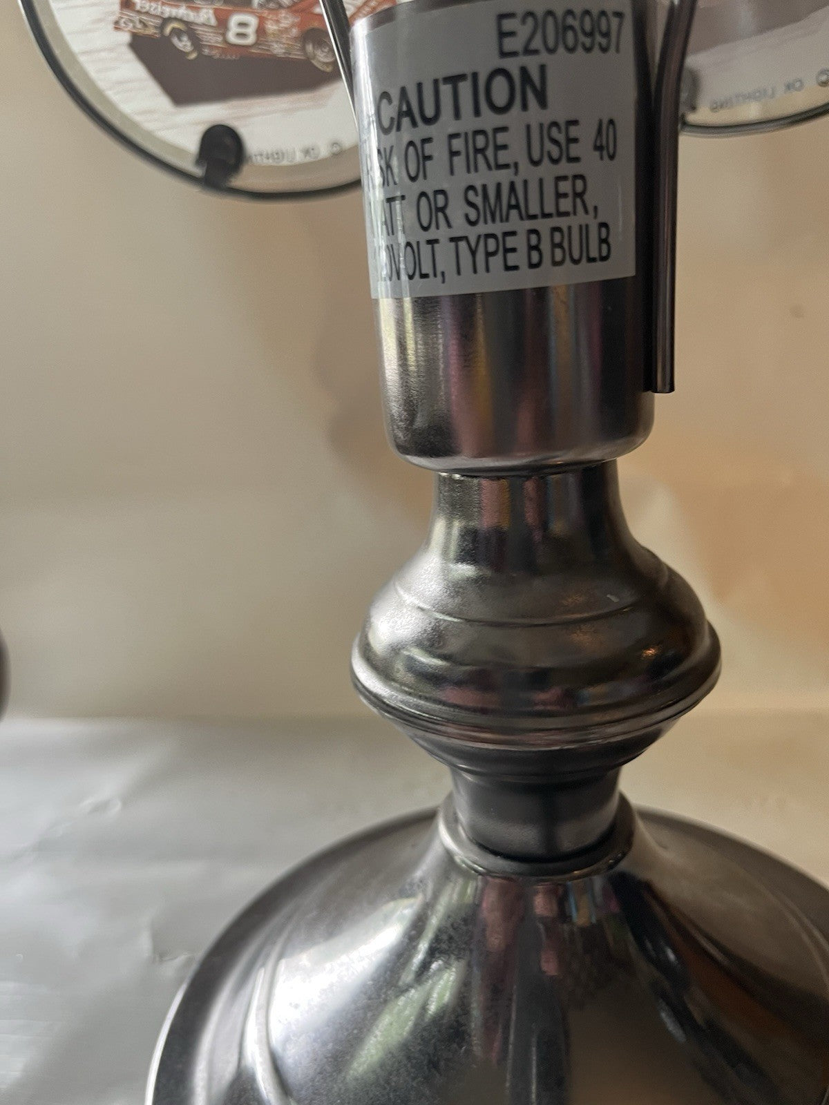 Vtg OK Lighting NASCAR Tiffany Style Touch Lamp; Earnhardt Sr, Jr Others. Works!